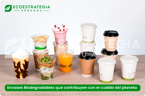 Envases biodegradables para alimentos y bebidas como bowls bambu sopero y salad, vasos biodegradables para café o refresco, pirotines para salsas y ajiceros