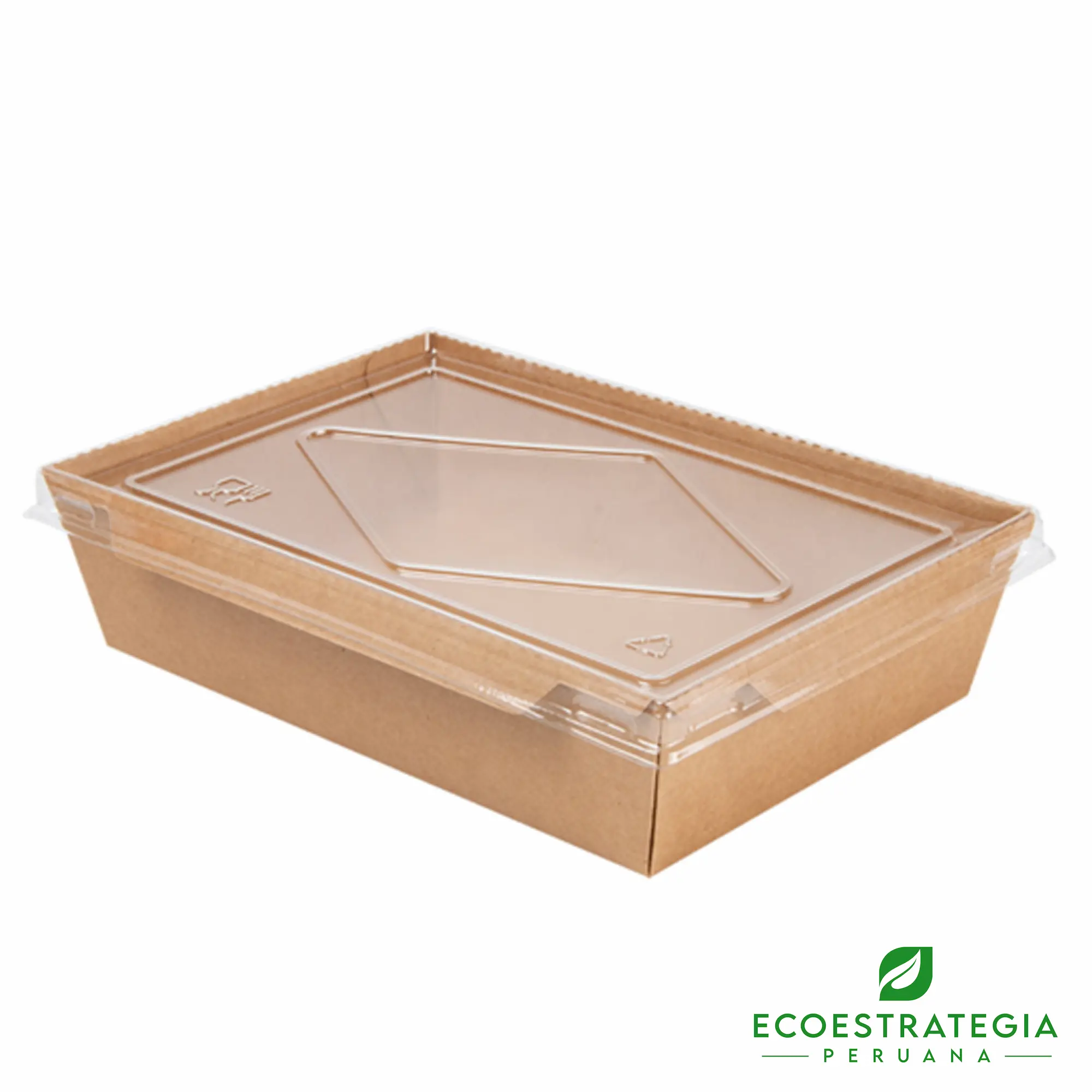 Esta bandeja biodegradable es de 2100ml y es de carton kraft. Envases descartables con gramaje ideal, cotiza tus bandejas, empaques, platos y tapers ecológicos