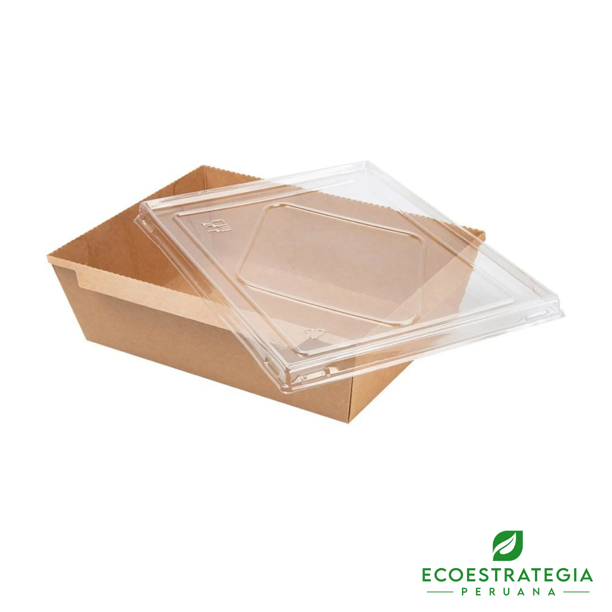 Esta bandeja biodegradable es de 2100ml y es de carton kraft. Envases descartables con gramaje ideal, cotiza tus bandejas, empaques, platos y tapers ecológicos