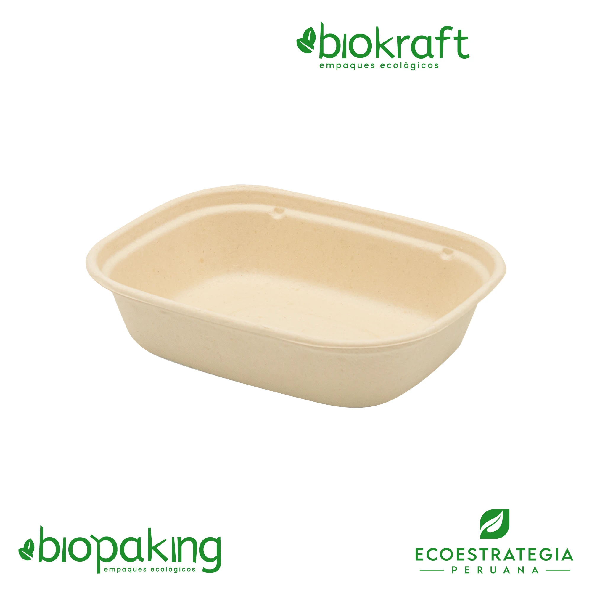 Esta bandeja biodegradable de 1000 ml es a base de fibra de trigo. Envases descartables con gramaje ideal, cotiza tus empaques, platos y tapers ecológicos