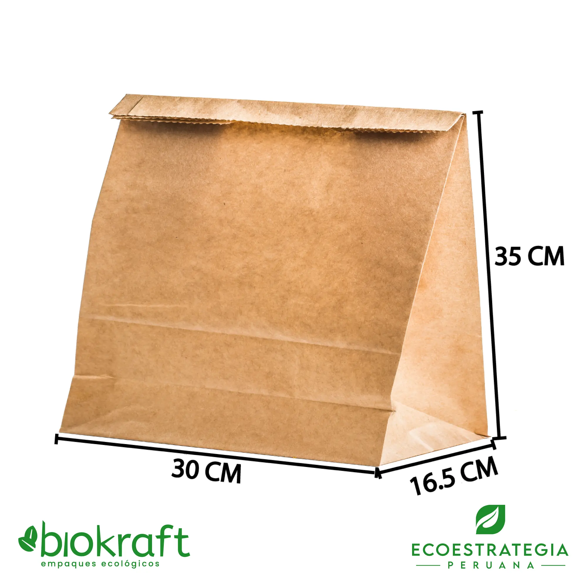 Esta bolsa de papel Kraft tiene un grosor de 80 gr y un peso de 52gr. Bolsas biodegradables y ecologicas reutilizables y personalizadas. Ideal para delivery