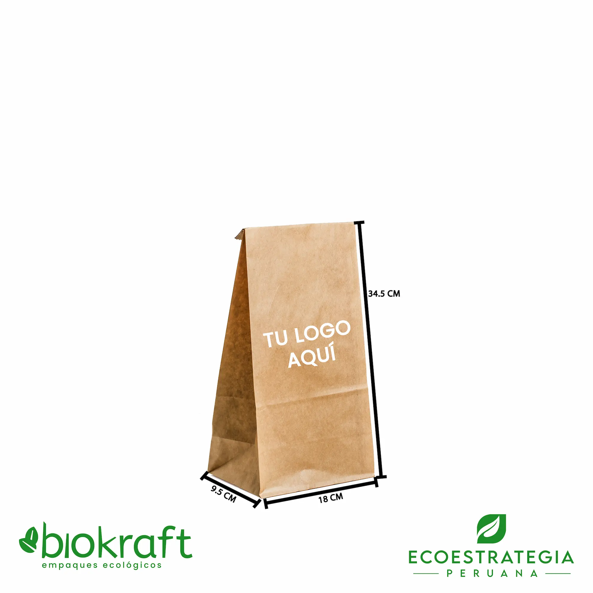 Esta bolsa de papel Kraft tiene un grosor de 60 gr y un peso de 17gr. Bolsas biodegradables y ecológicas reutilizables y personalizadas. Ideal para delivery