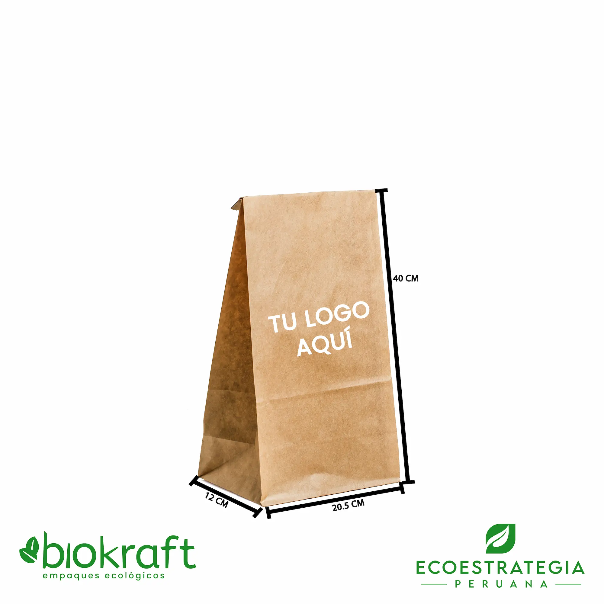 Esta bolsa de papel Kraft tiene un grosor de 70 gr y un peso de 22gr. Bolsas biodegradables y ecológicas reutilizables y personalizadas. Ideal para delivery