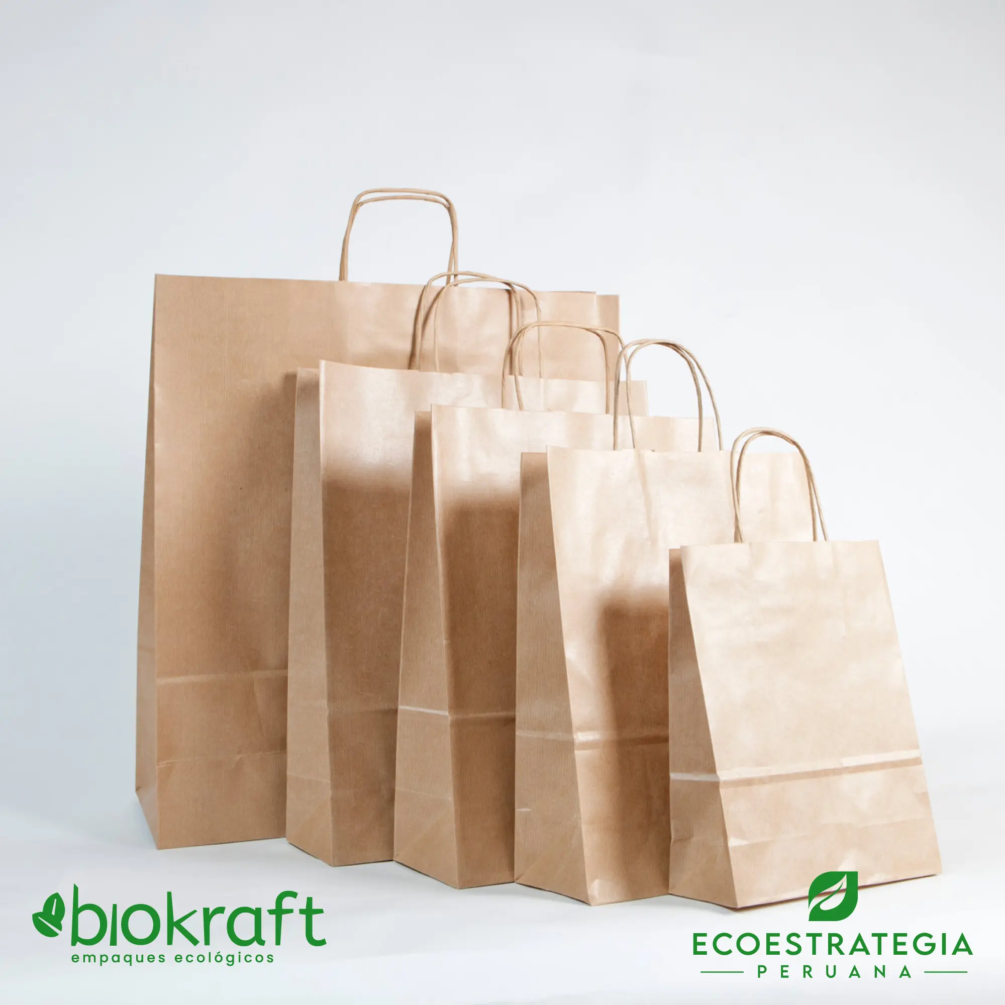 Bolsa biodegradable de papel kraft con asa twist número 18 Esta bolsa de papel Kraft tiene un grosor de 125gr y un peso de 80gr. Bolsas biodegradables y ecológicas reutilizables y personalizadas. Ideal para delivery