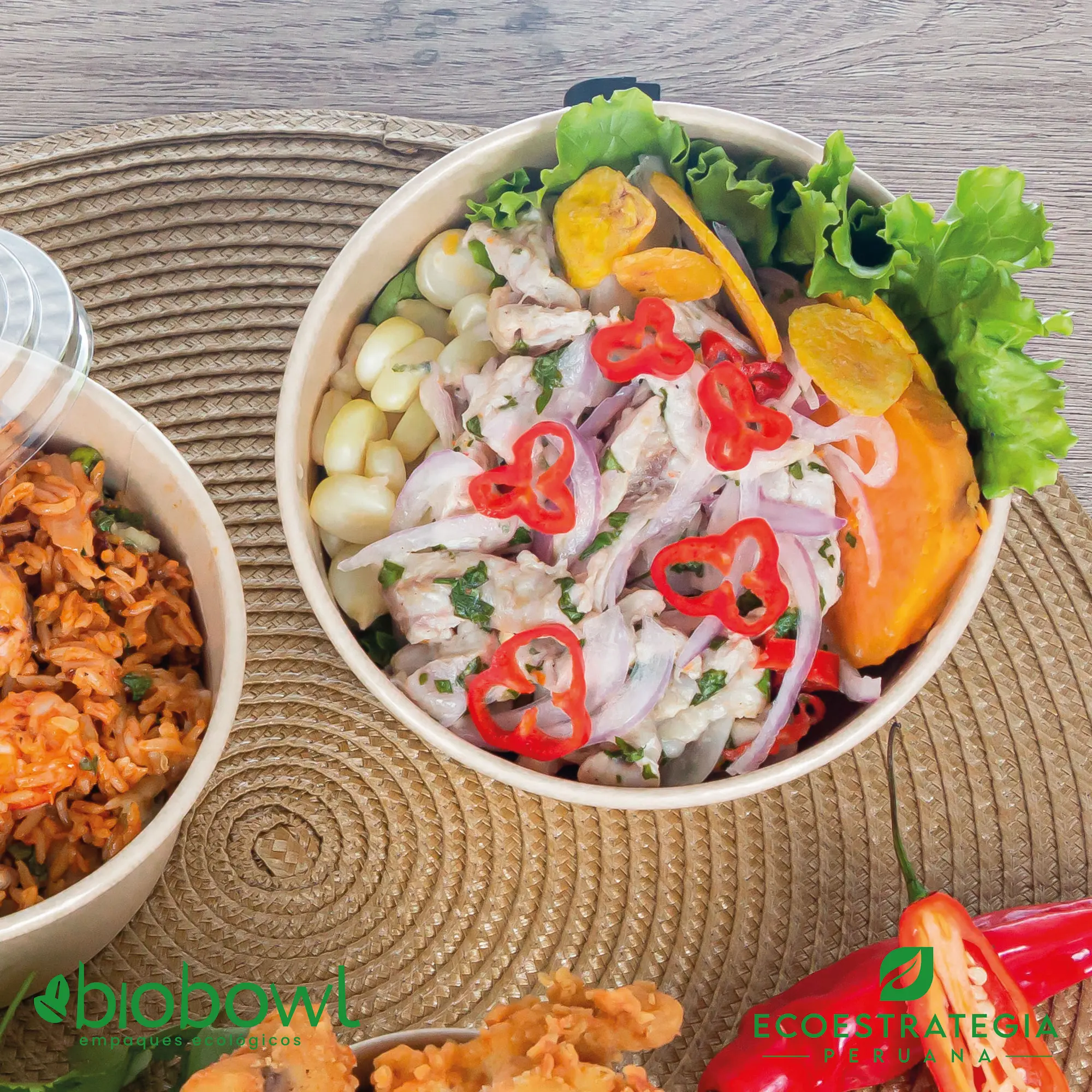 Bowls de bambú salad biodegradable de 1000 ml Esta bowl biodegradable de 1000 ml es a base de fibra de bambu. Envases descartables con gramaje ideal, cotiza tus empaques, platos y tapers para ensaladas