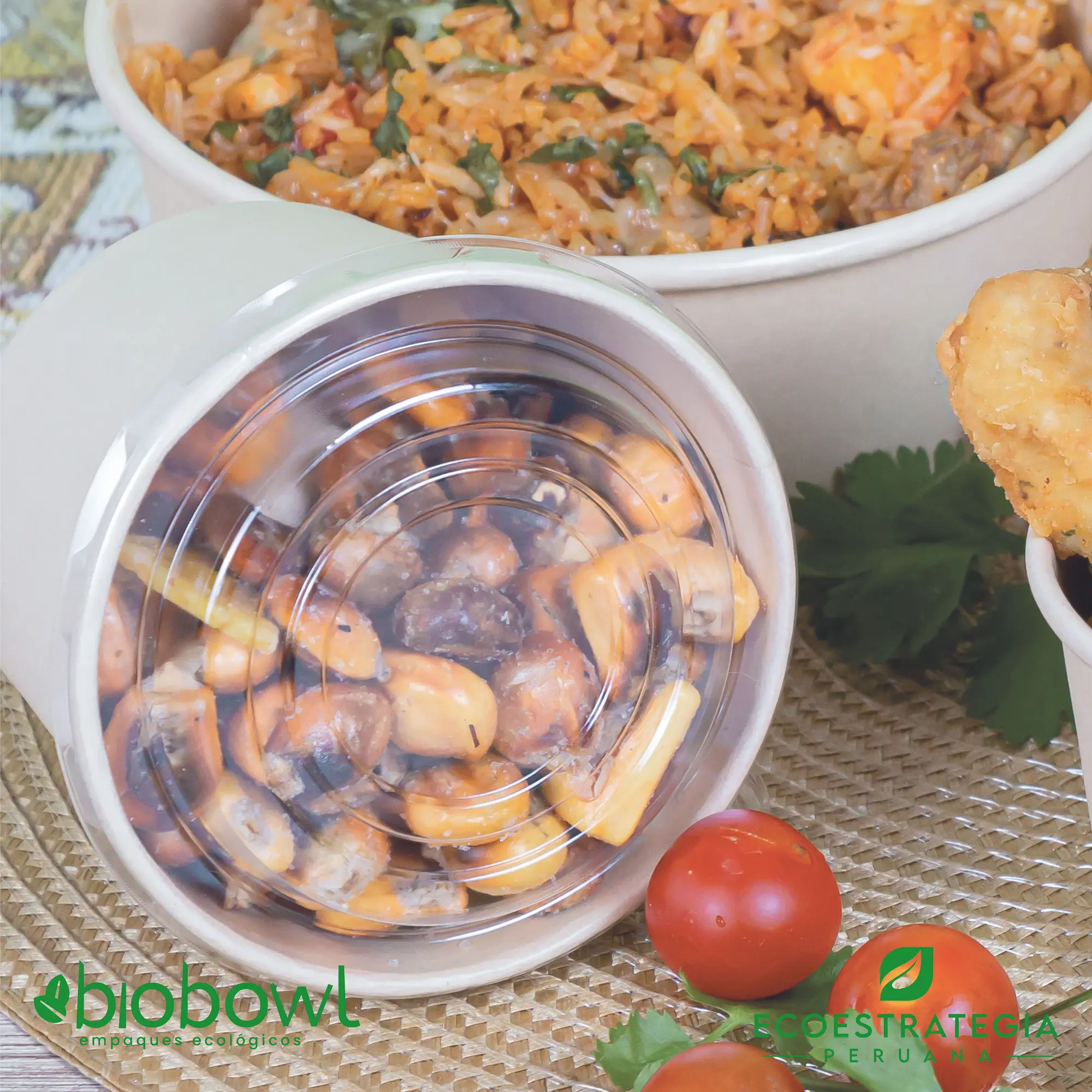 Esta bowl biodegradable de 330 ml es a base de fibra de bambu. Envases descartables con gramaje ideal, cotiza tus empaques, platos y tapers para alimentos