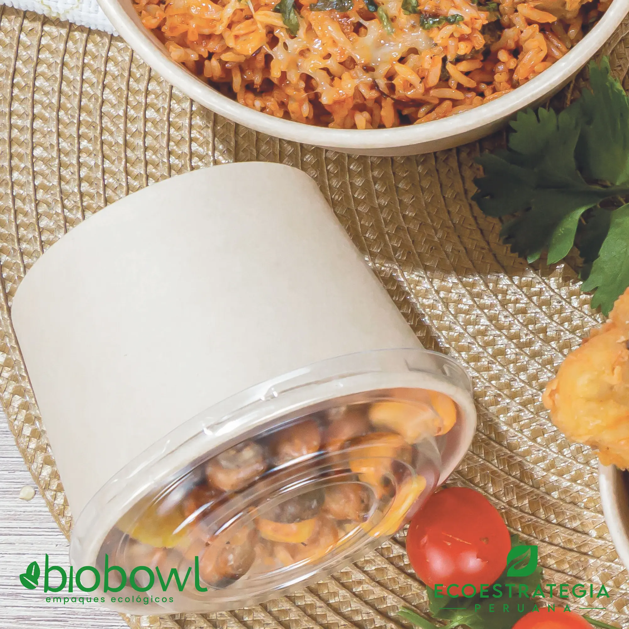 Esta bowl biodegradable de 600 ml es a base de fibra de bambu. Envases descartables con gramaje ideal, cotiza tus empaques, platos y tapers para alimentos