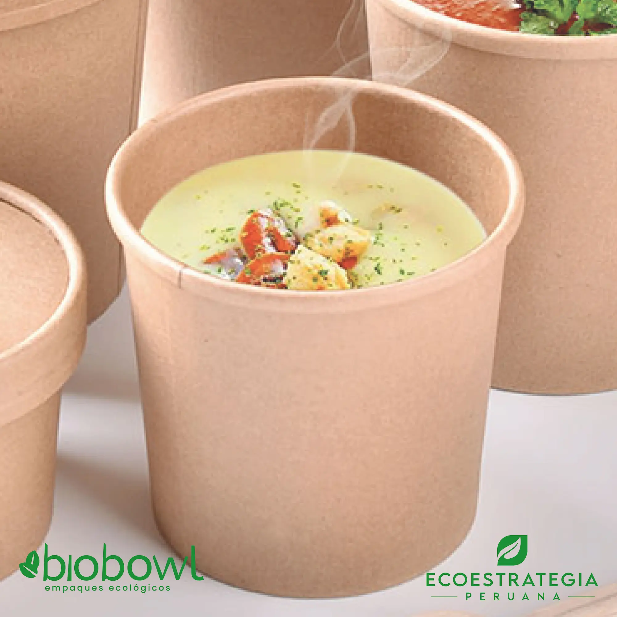 Este bowl sopero biodegradable de 16 oz es a base de fibra de bambu. Envases descartables con gramaje ideal, cotiza tus empaques, platos y tapers para helados