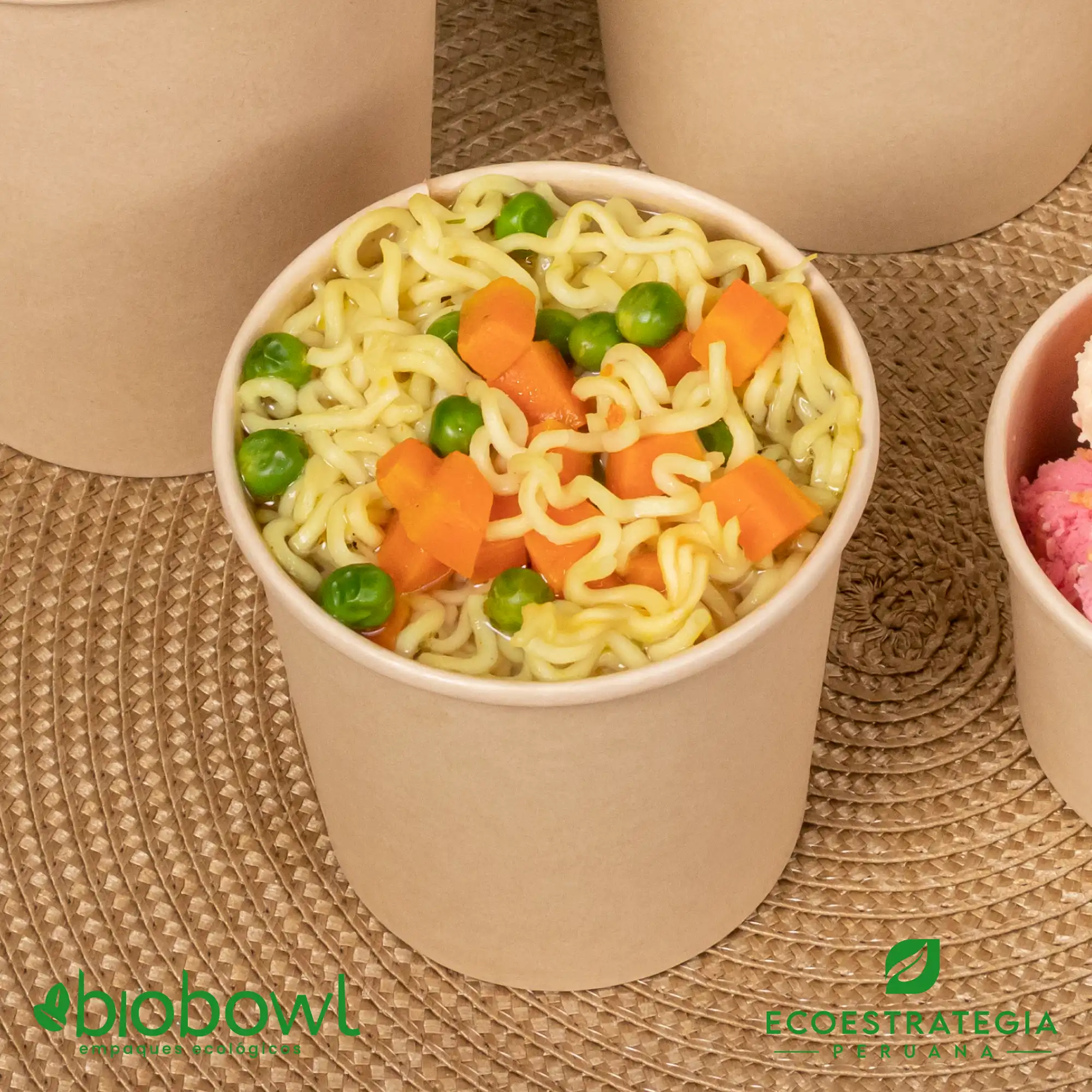 Este bowl sopero biodegradable de 16 oz es a base de fibra de bambu. Envases descartables con gramaje ideal, cotiza tus empaques, platos y tapers para helados