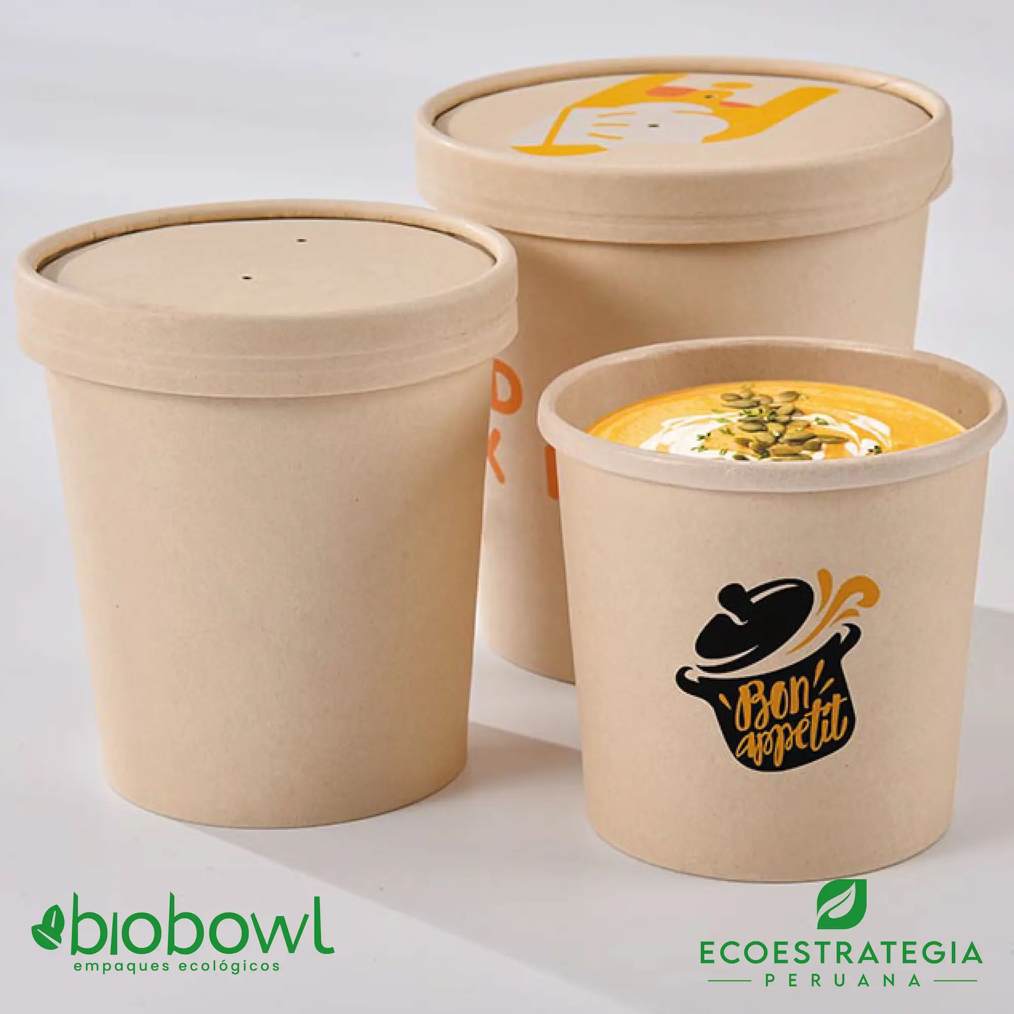 Este bowl sopero biodegradable de 8 oz es a base de fibra de bambu. Envases descartables con gramaje ideal, cotiza tus empaques, platos y tapers para helados