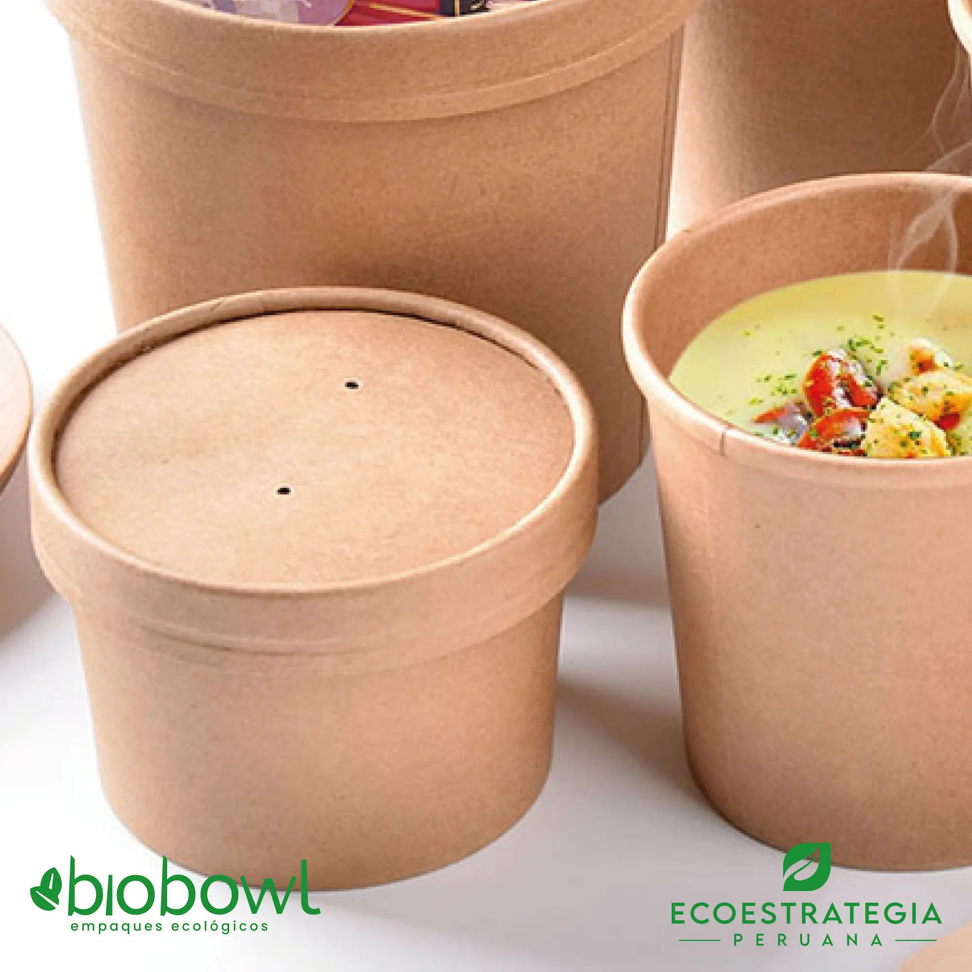 Este bowl sopero biodegradable de 8 oz es a base de fibra de bambu. Envases descartables con gramaje ideal, cotiza tus empaques, platos y tapers para helados