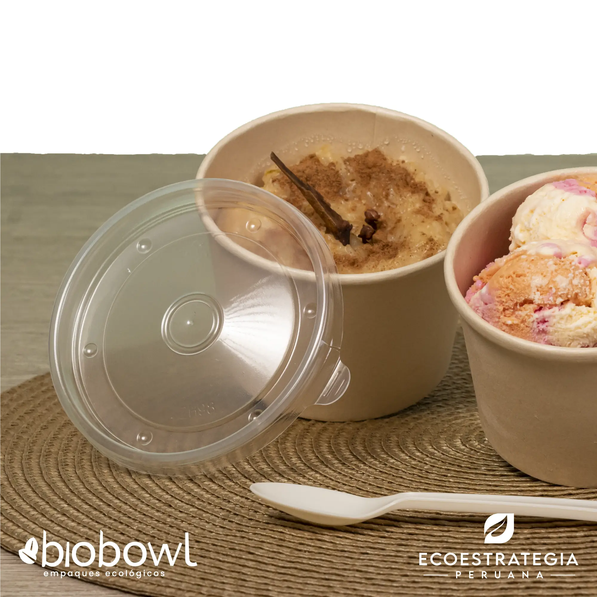 Este bowl sopero biodegradable de 8 oz es a base de fibra de bambu. Envases descartables con gramaje ideal, cotiza tus empaques, platos y tapers para helados