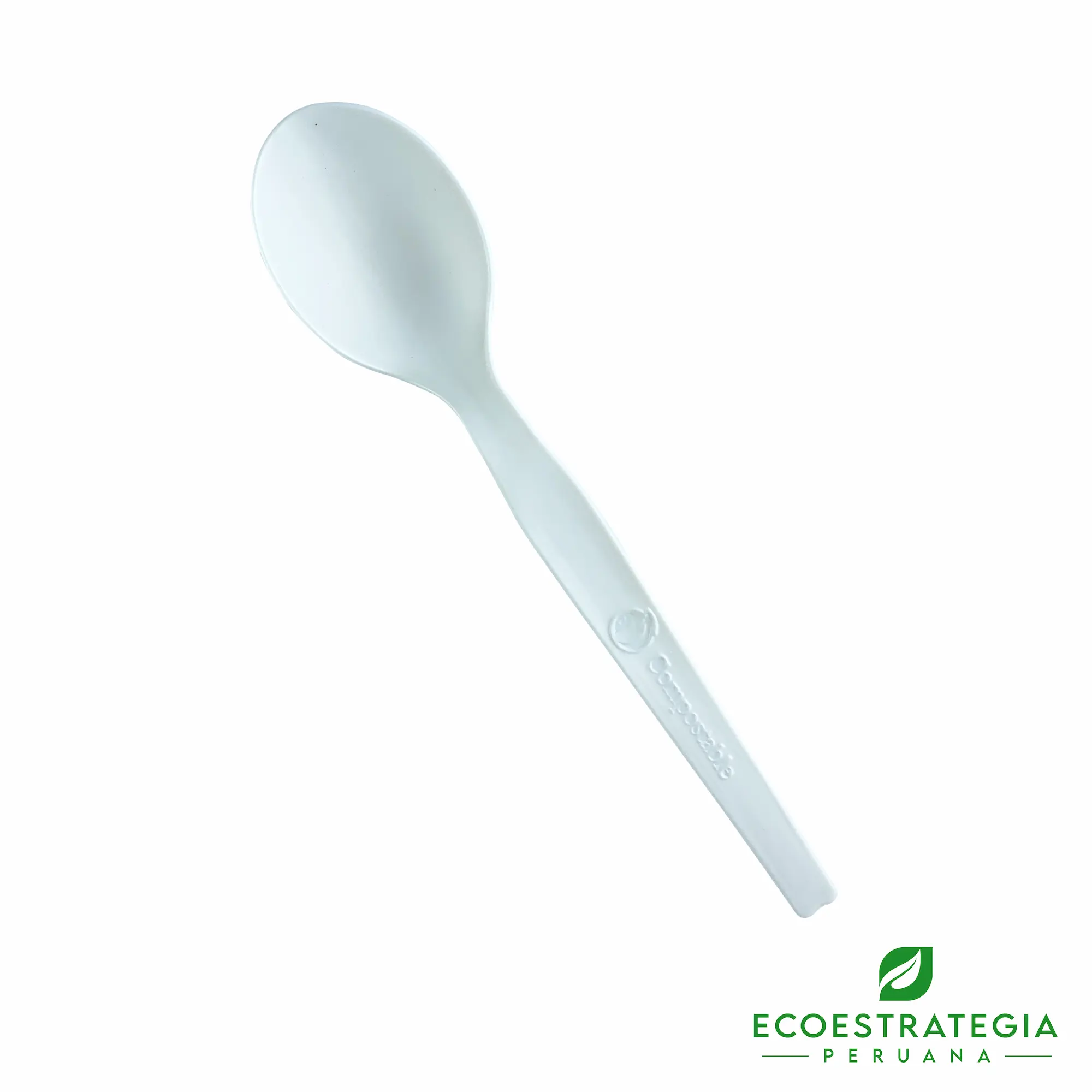 La cuchara biodegradable EP-C es un cubierto descartable ecologico y desechable hechos a base de fecula de maíz