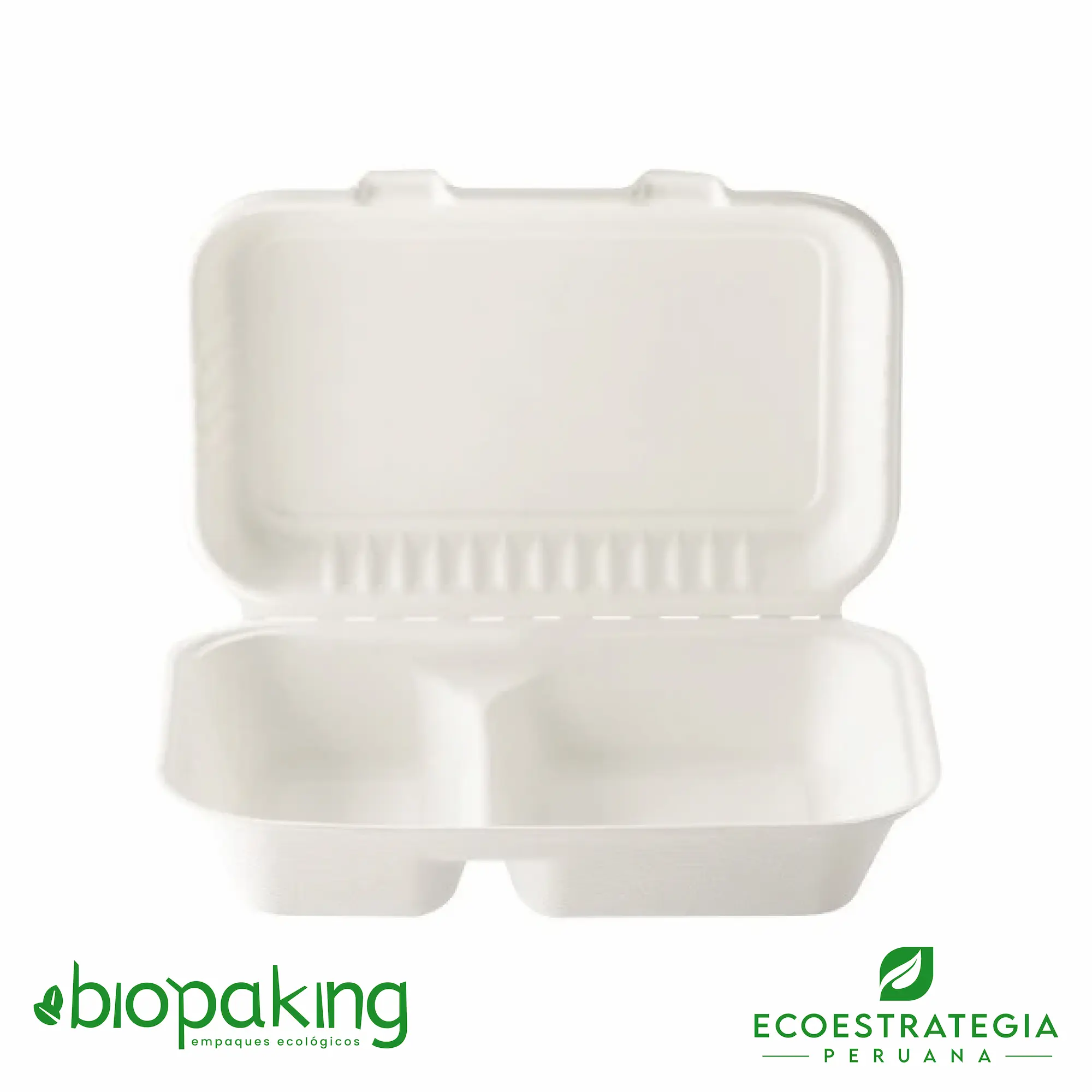 Este envase biodegradable CT5 tiene una capacidad de 900ml. Taper biodegradable a base del bagazo de fibra de caña de azúcar, empaques de gramaje ideal para comidas frías y calientes