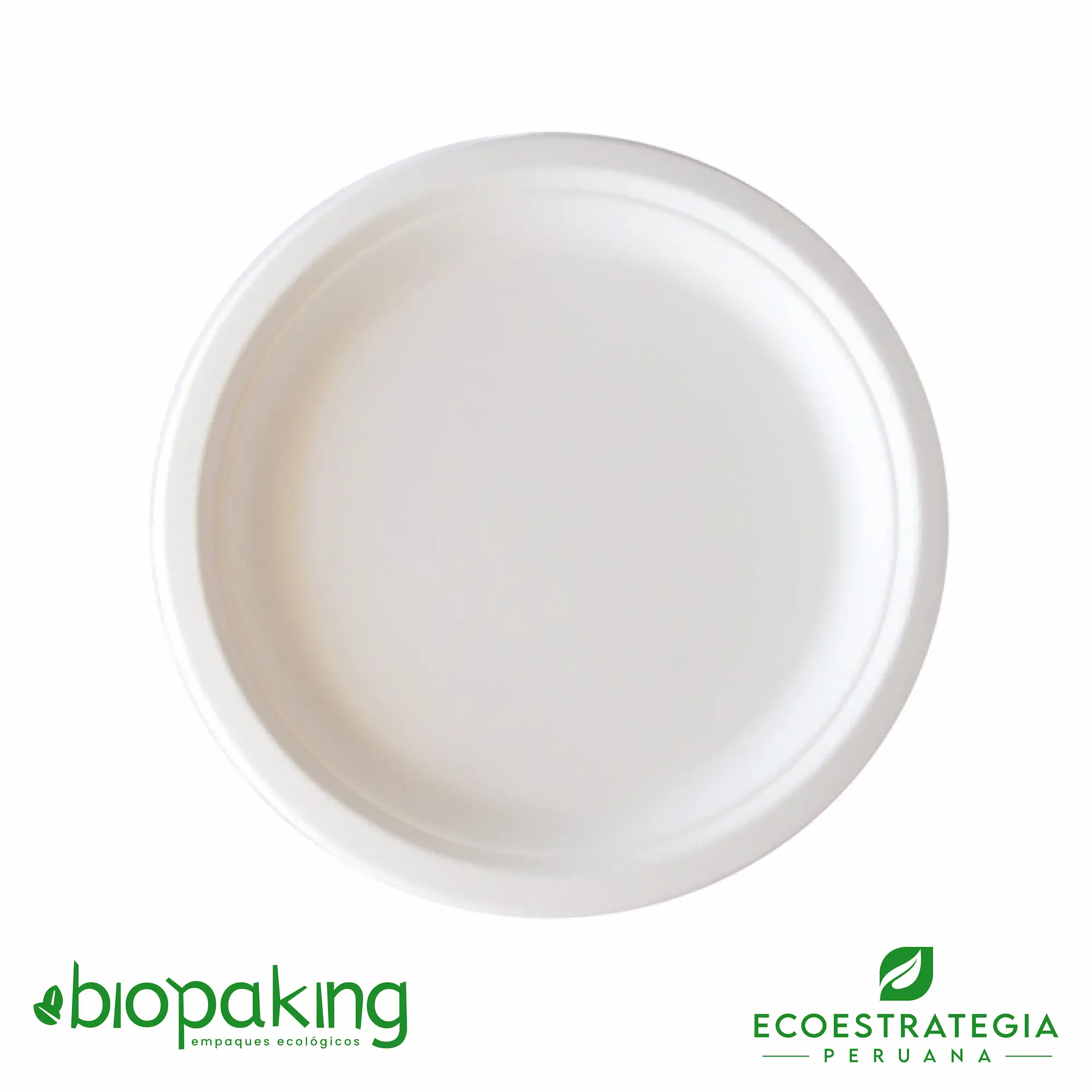 Este plato de 26 cm, es un producto de materiales biodegradables, hecho a base de fibra de caña de azúcar. Cotiza envases, empaques y tapers bio para comidas