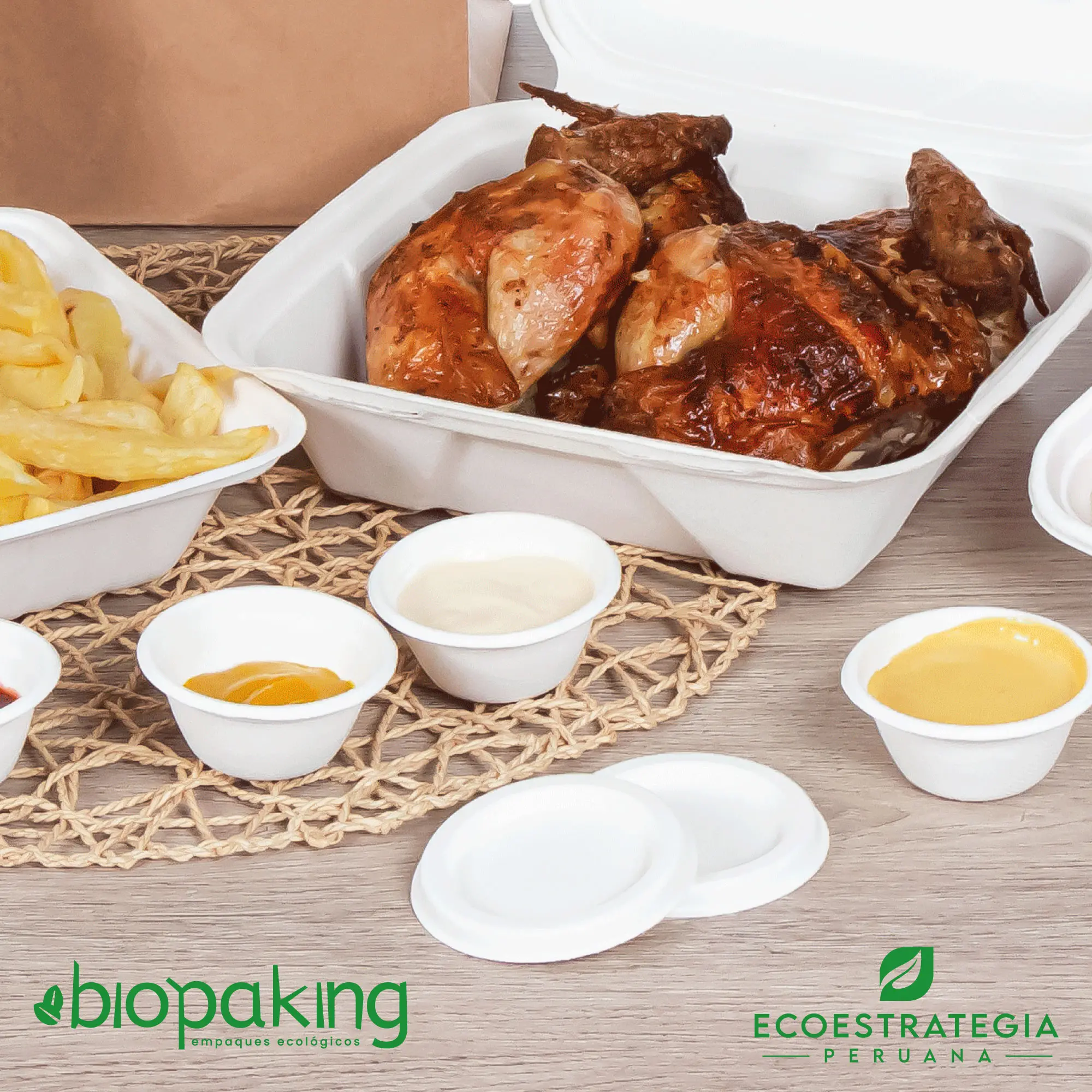Salsero biodegradable de caña de azúcar 2 oz Este salsero de 2 oz es un producto de materiales biodegradables, hecho a base de fibra de caña de azúcar. Cotiza envases, empaques y pirotines para comidas