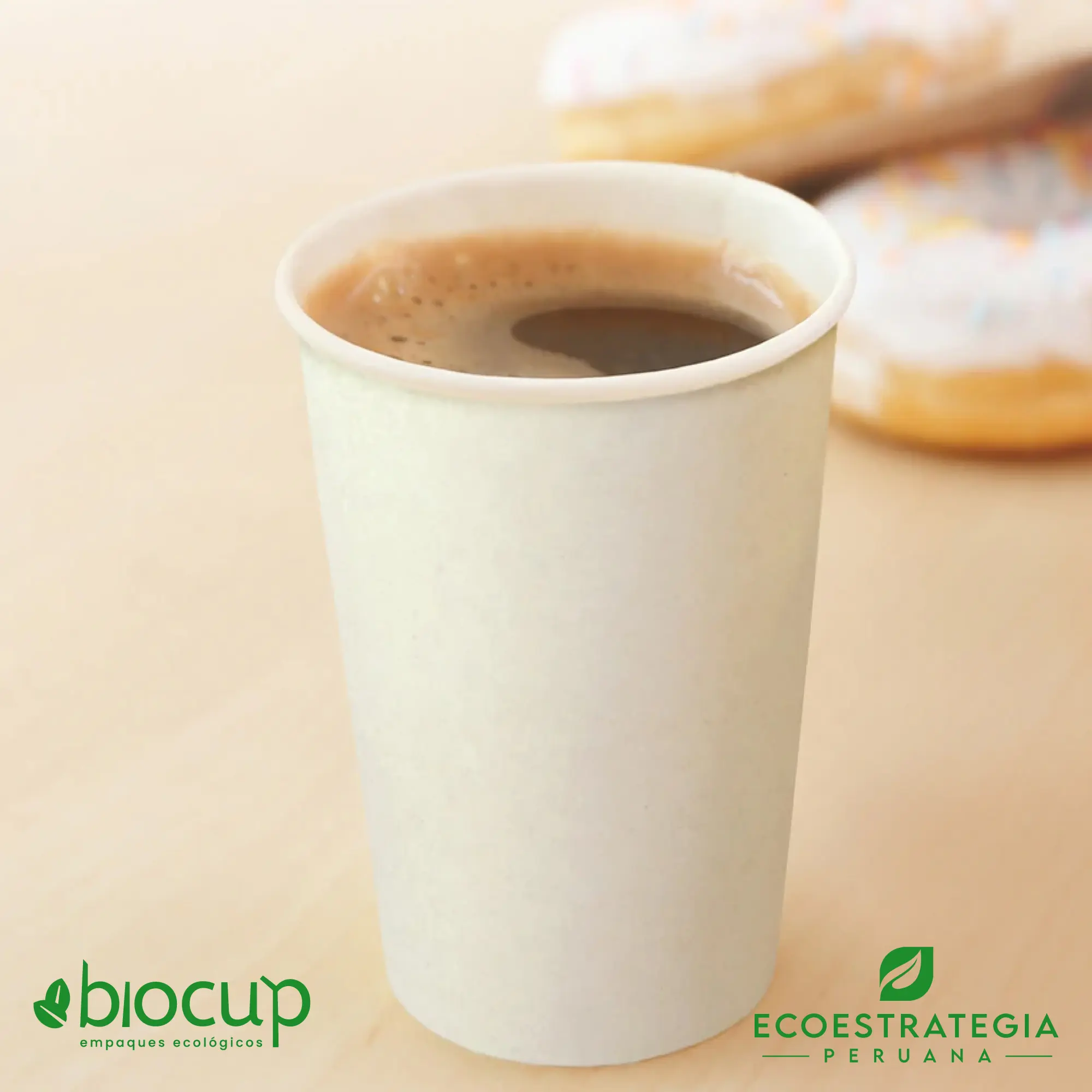 Este vaso de 14 oz es un producto de materiales biodegradables y compostables, hecho a base de fibra de bambú. Cotiza tus vasos para bebidas frias o calientes