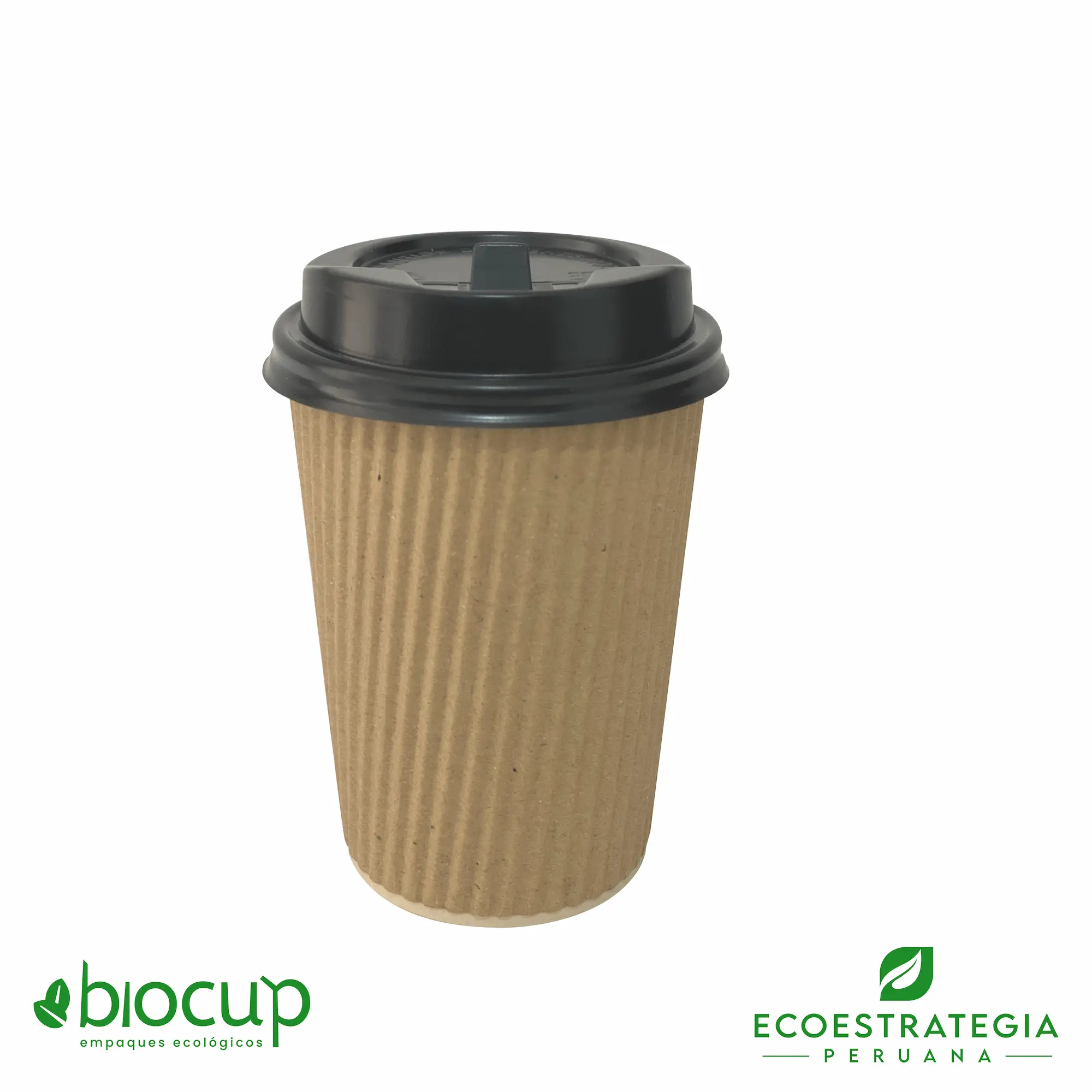 Este vaso corrugado de 12 oz es un producto de materiales biodegradables, hecho a base de fibra de bambú. Cotiza tus vasos para bebidas frías o calientes