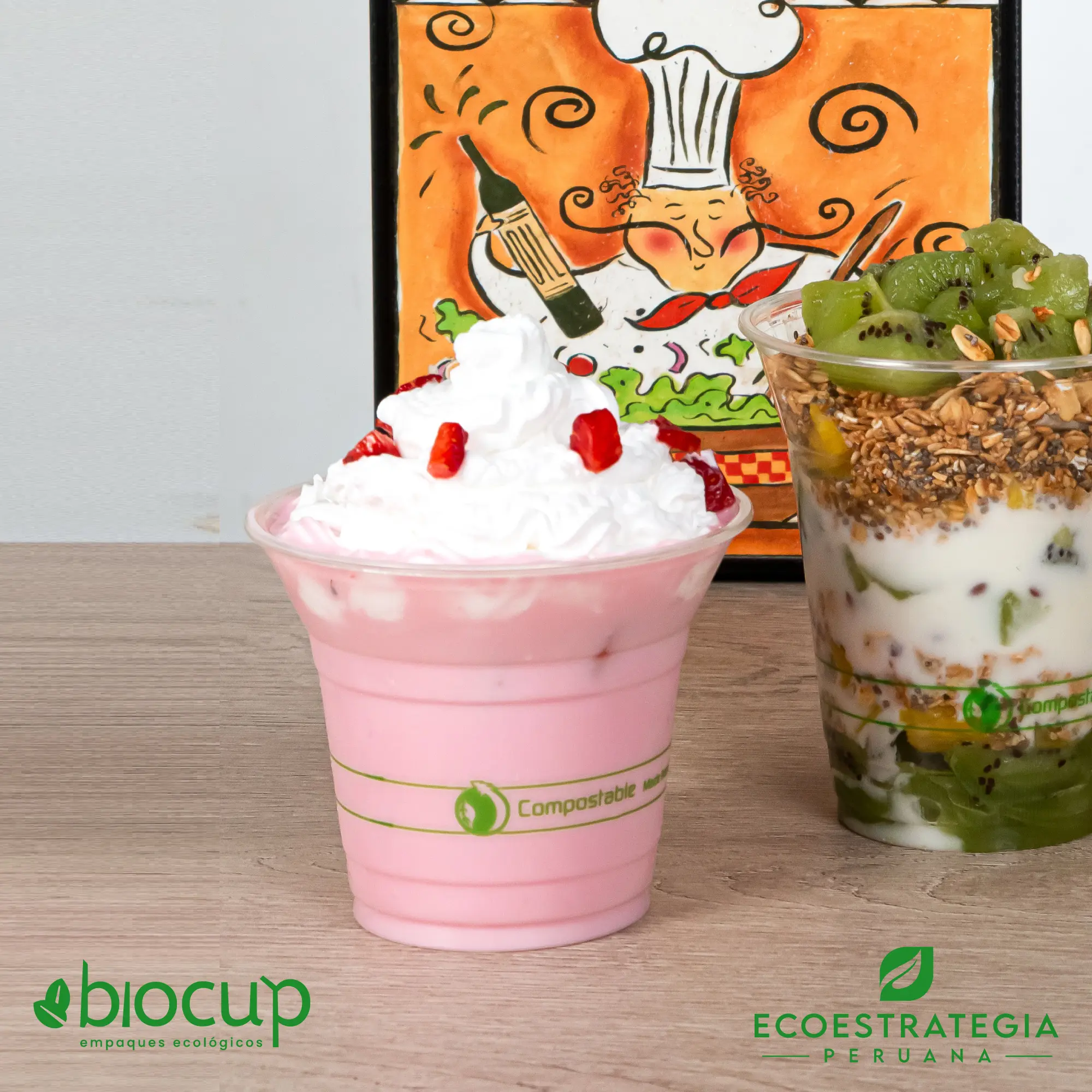 Vaso biodegradable de fécula de maíz de 9 oz con tapa plana Este vaso de 9 oz con tapa plana, es un producto de materiales biodegradables, hecho a base de fecula de maíz. Cotiza tus vasos para bebidas frías o calientes